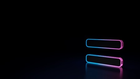 3d icon of blue violet equals symbol isolated on black background