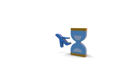 3d icon of hourglass and plane isolated on white background