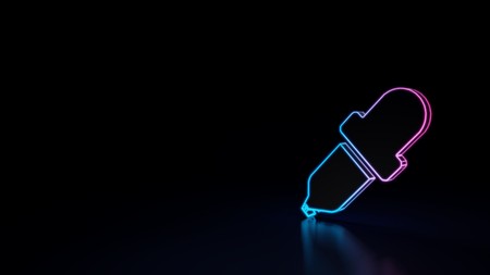 3d icon of blue violet eye dropper isolated on black backgroundの写真素材