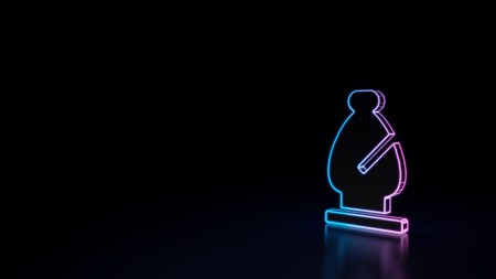 3d icon of blue violet chess bishop isolated on black backgroundの写真素材