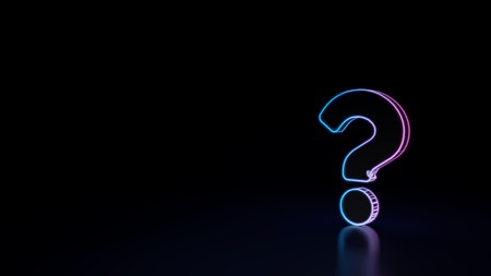 3d icon of blue violet guestion mark isolated on black backgroundの写真素材