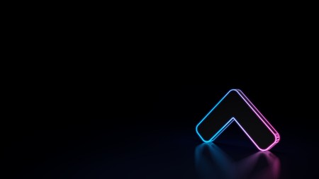 3d icon of blue violet neon angle up isolated on black background