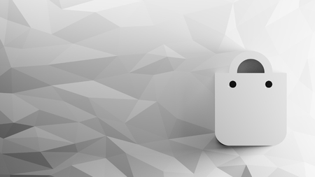 3d icon of shopping bag on low-poly abstract triangular mosaic on grayscale backgroundの写真素材