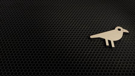 laser cut plywood 3d symbol of crow render on metal honeycomb inside laser engraving machine backgroundの写真素材