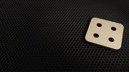 laser cut plywood 3d symbol of dice four render on metal honeycomb inside laser engraving machine...