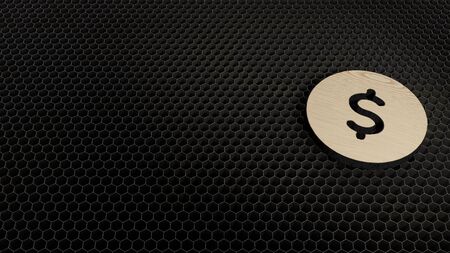 laser cut plywood 3d symbol of dollar 3 render on metal honeycomb inside laser engraving machine backgroundの写真素材