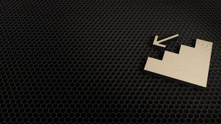 laser cut plywood 3d symbol of fallen render on metal honeycomb inside laser engraving machine backgroundの写真素材