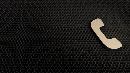 laser cut plywood 3d symbol of communication phone render on metal honeycomb inside laser engraving machine backgroundの写真素材