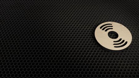 laser cut plywood 3d symbol of compact disc 1 render on metal honeycomb inside laser engraving machine backgroundの写真素材