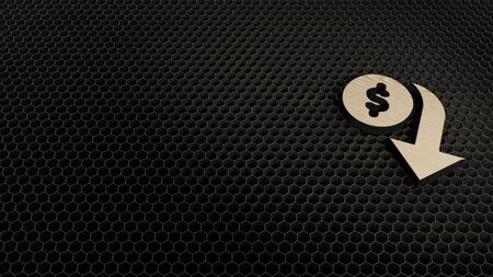 laser cut plywood 3d symbol of devaluation render on metal honeycomb inside laser engraving machine backgroundの写真素材