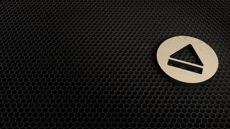 laser cut plywood 3d symbol of eject 1 render on metal honeycomb inside laser engraving machine backgroundの写真素材