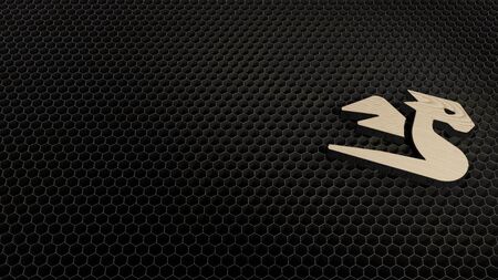 laser cut plywood 3d symbol of dragon render on metal honeycomb inside laser engraving machine backgroundの写真素材