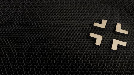 laser cut plywood 3d symbol of exit render on metal honeycomb inside laser engraving machine backgroundの写真素材