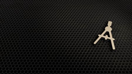 laser cut plywood 3d symbol of compass render on metal honeycomb inside laser engraving machine backgroundの写真素材