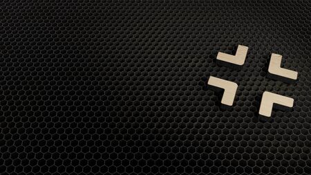 laser cut plywood 3d symbol of compress render on metal honeycomb inside laser engraving machine backgroundの写真素材