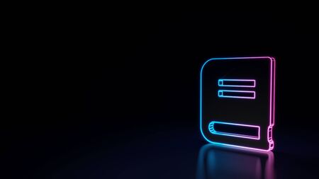 3d techno neon purple blue glowing outline wireframe symbol of close book isolated on black...