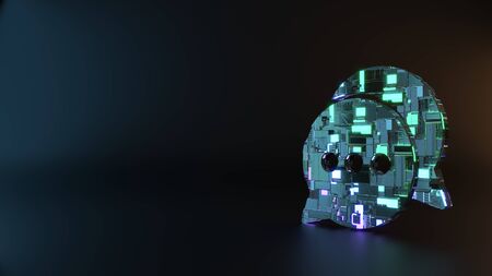 science fiction metal neon blue violet glowing symbol of two rounded chat bubbles with three dots...