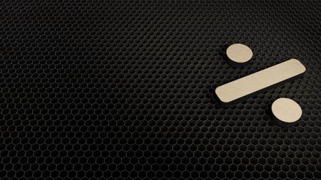 laser cut plywood 3d symbol of bold percentage symbol render on metal honeycomb inside laser...