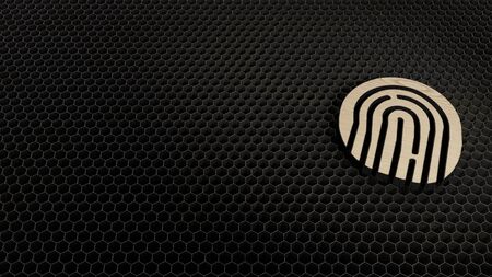 laser cut plywood 3d symbol of inverse fingerprint render on metal honeycomb inside laser engraving...