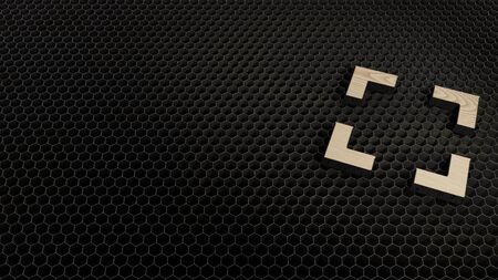 laser cut plywood 3d symbol of expand frame marks render on metal honeycomb inside laser engraving...