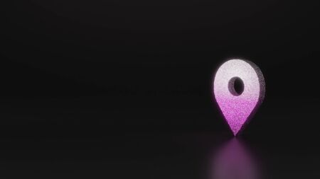 glitter pink silver symbol of placeholder  3D rendering on black background with blurred reflection with sparklesの写真素材