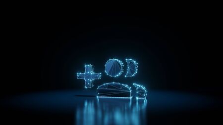 3d rendering wireframe digital techno neon glowing symbol of create group of two people and plus...