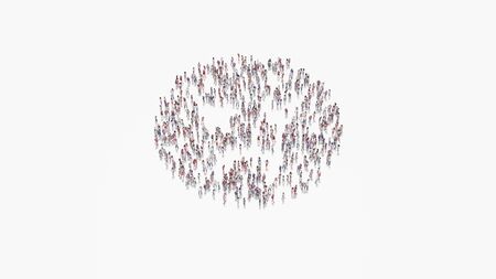 3d rendering of crowd of different people in shape of circle angry emoticon on white background isolatedの写真素材