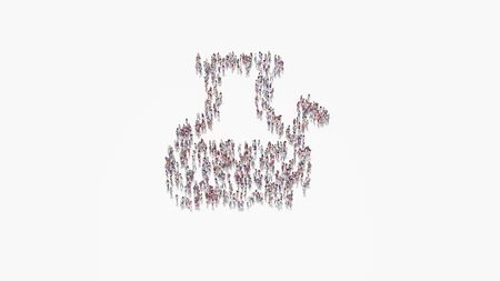 3d rendering of crowd of different people in shape of symbol of bong on white background isolatedの写真素材