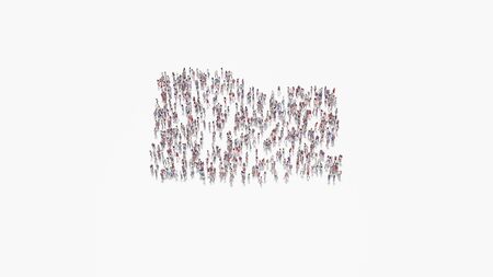 3d rendering of crowd of different people in shape of symbol of office folder on white background isolatedの写真素材