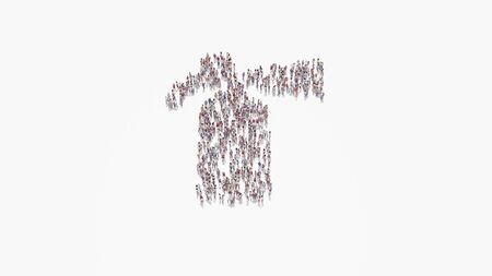 3d rendering of crowd of different people in shape of symbol of fire extinguisher bottle on white background isolatedの写真素材