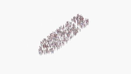 3d rendering of crowd of different people in shape of symbol of pen on white background isolatedの写真素材