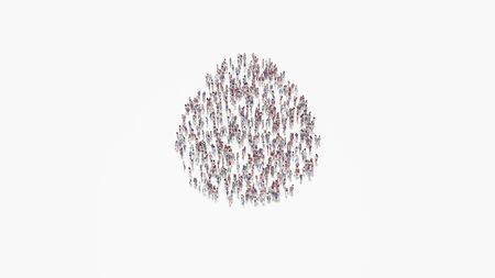 3d rendering of crowd of different people in shape of symbol of egg silhouette on white background isolatedの写真素材