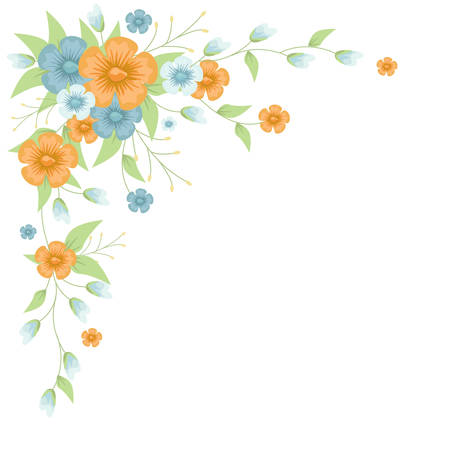 Beautiful Blue And Orange Flower Ornament for Card Template, Decoration, Wallpaper, Background and Frame.Vector Illustration.のイラスト素材