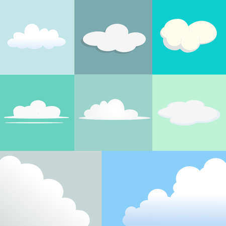 Set of Clouds with Different Shape and Texture.Vector Illustration.のイラスト素材