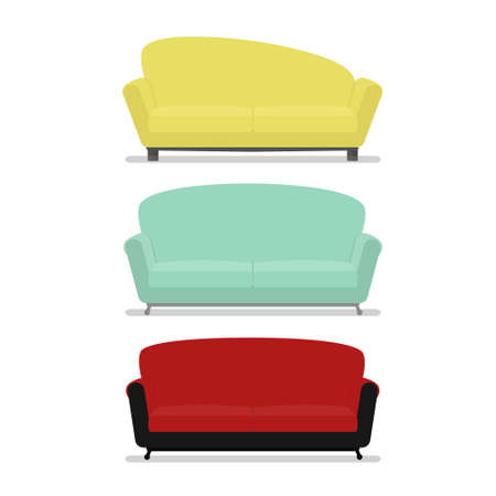 Modern Set of cozy sofa furniture isolated.Flat style vector illustration