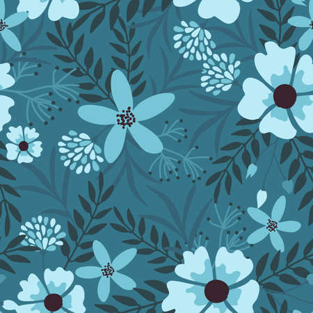 Dark Elegant Flower Seamless Pattern.のイラスト素材