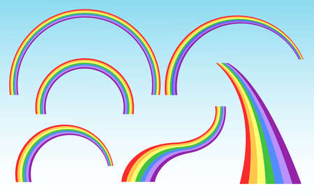 Rainbow in various shapes, vector illustration.のイラスト素材