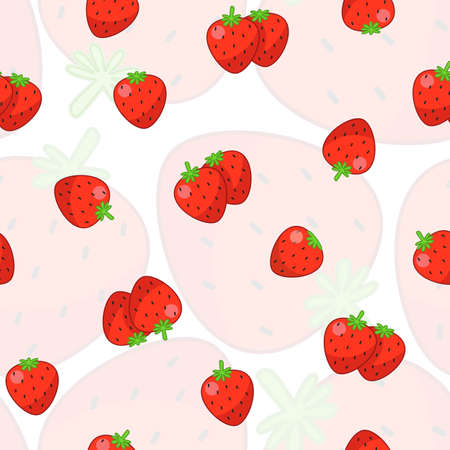 Strawberry seamless pattern with white background.のイラスト素材