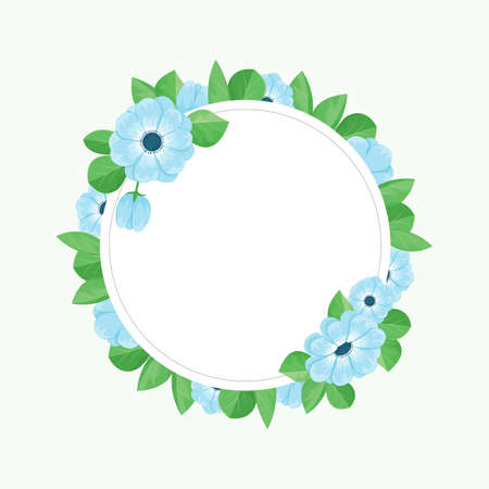 Floral greeting card template with blue flowers.のイラスト素材