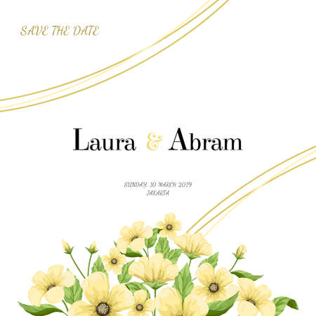 Wedding invitation template with yellow flowers.のイラスト素材
