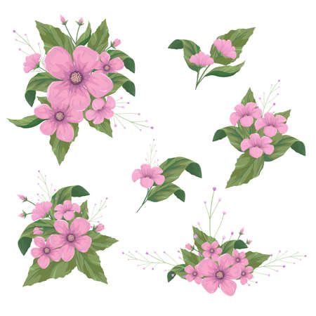 Flowers arrangements for decorative design elements.のイラスト素材