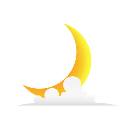 Crescent moon and clouds vector illustrationのイラスト素材