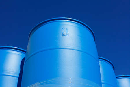 Blue Plastic barrelsの写真素材