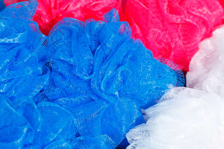 Colorful Bath Sponges in a Shopの写真素材