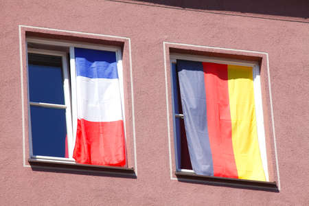 French and German Flagsの写真素材