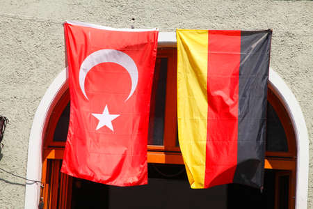 Turkish and German Flagsの写真素材