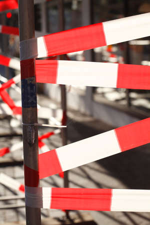 Construction site barrier tapeの写真素材