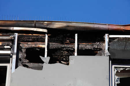 Fire dameged House, roof