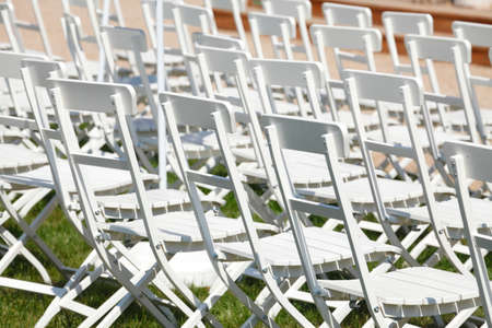 Wooden white Chairsの写真素材