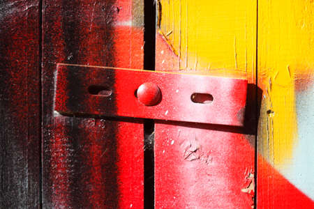 red-orange painted wooden boardsの写真素材